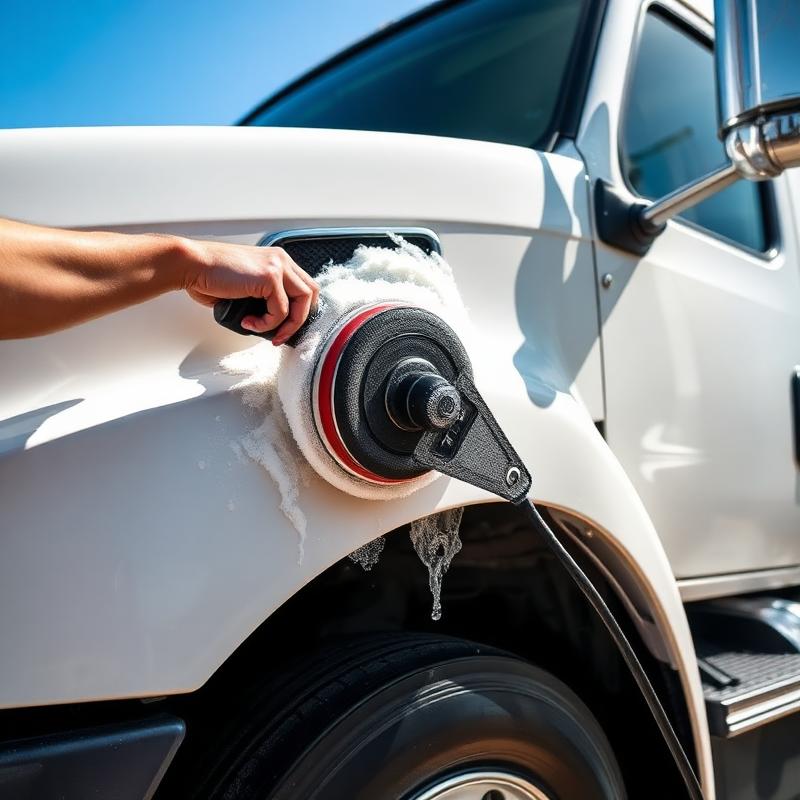 Polishing a commercial work truck